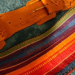 TALBOTS Vintage Woven Belt Leather Buckle